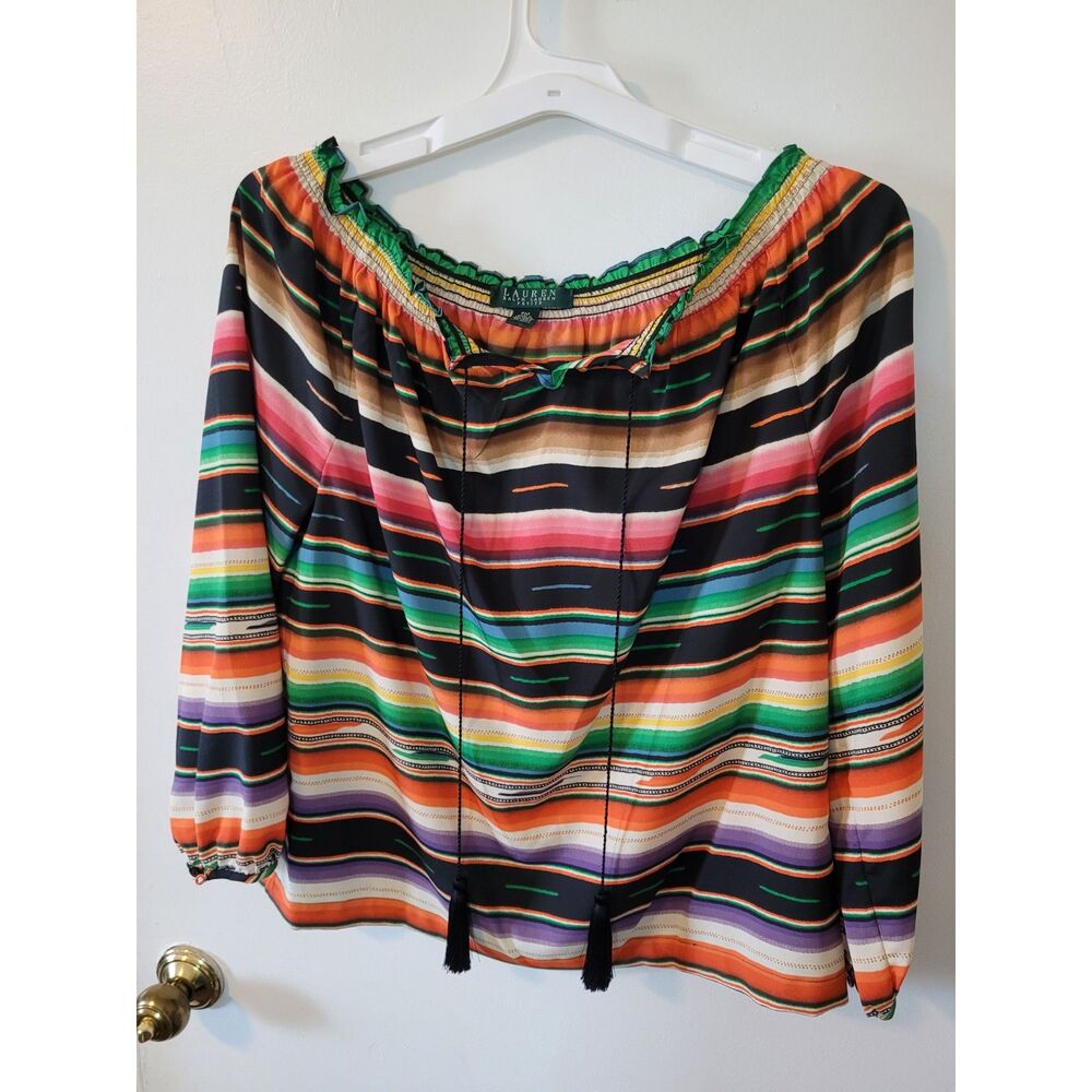 Women's PM Lauren Ralph Lauren Multicolor Striped 3/4 Sleeve Blouse